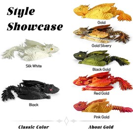 SGYYSG Feathered Wyvern Dragon,3D Printed Dragon, Articulated Dragon with Wings, 3D Printed Toys, Desktop Pet - Perfect for Fantasy Enthusiasts (Gold Silvery)