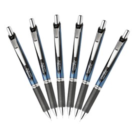 Pentel EnerGel Deluxe RTX Retractable Liquid Gel Pen, 0.7mm Medium Line, Needle Tip, Black, Pack of 6