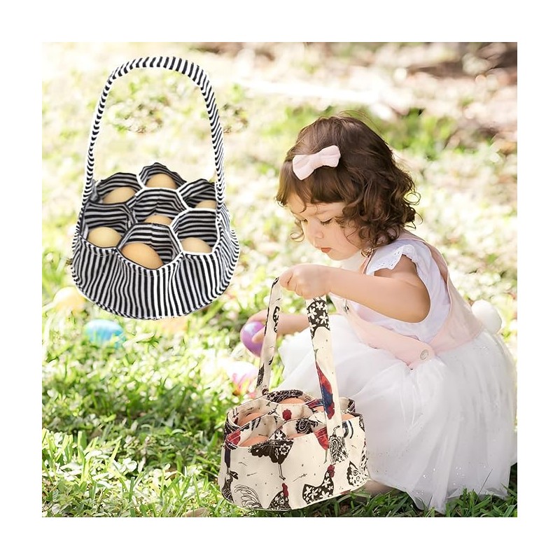 WEZCHUGHAOL Rustic Striped Egg Collecting Basket for Home and Garden