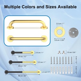 MFE Grab Bar for Bathtubs and Showers - 12" Gold Handicap Bathroom Safety Handrail for Elderly - Wall Senior Stainless Steel Rail Handle for Tub, Toilet, Bath, Kitchen, Bedroom and Step