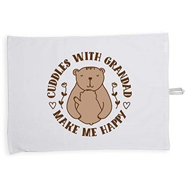 Hippowarehouse Cuddles With Grandad Make Me Happy Bear Hug Tea Towel Eco Printed Dish Cloth Kitchen accessory 50cmx70cm 100% Cotton