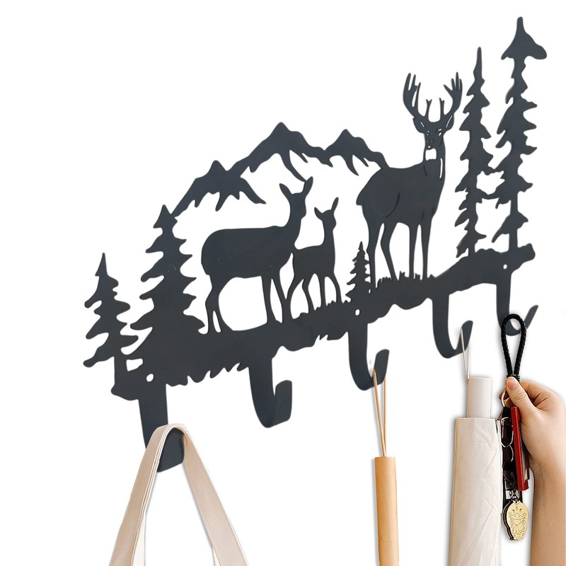 VIVICOMFY Metal 5-Hook Deer Storage, Powder Coated Wall Mount, 15.8x9.65x1.1