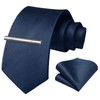 HISDERN Men's Wedding Ties and Pocket Square Tie Clip Set