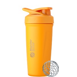 BlenderBottle Strada Shaker Cup Botella de agua aislada de acero inoxidable con batidor de alambre, 24 onzas, mango