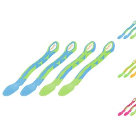 Vital Baby Mama's First Spoon, Feeding Spoon, Complementary Food Spoon for Jars, Scraper, Extra Long Spoon, Baby Spoon, Dishwasher Safe, from Approx. 4-6 Months, Pack of 4 - Blue/Green