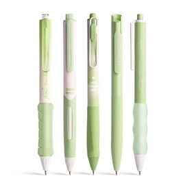 VideMundi 5 Count Pastel Gel Ink Pen Set,Cute Note Taking 0.5mm Fine Point Retractable 5 Count Black Ink Pens for Writing, Journaling, School, Office (Light Green)