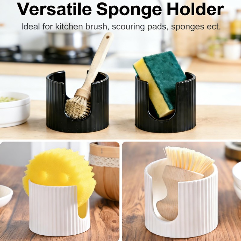 Ceramic Sponge Holder for Kitchen Sink - Dishwasher Safe Porcelain