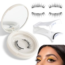 Magnetic False Eyelash, Reusable False Eyelashes, Natural Striped Eyelashes Set, Fluffy False Eyelashes with Wearing Clip & Applicator, No Glue Magnetic Lashes with False Eyelash Tool, 1 Pair