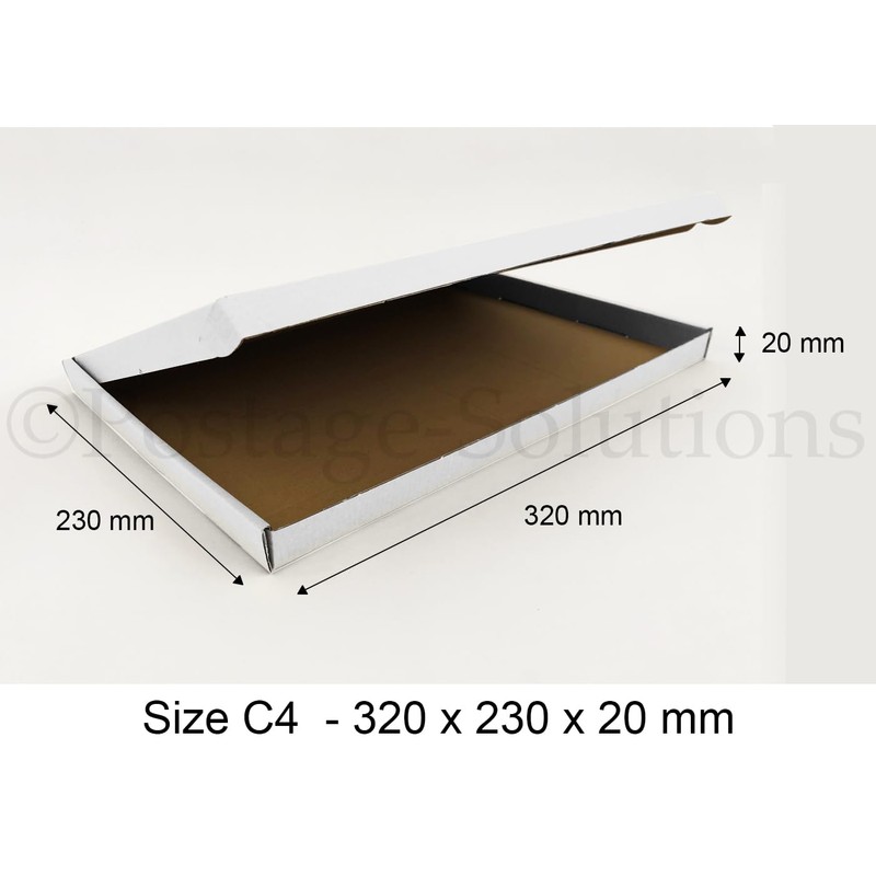 320x230x20mm || A4/C4 || AKAR Corrugated White C4 Pip Box