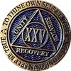 25 Year AA Medallion Dusty Blue Color Gold Plated Chip