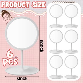 DoubleFill 6 Pcs Spa Party Mirror Spa Party Supplies Sleepover Party Favors Makeup Mirror for Spa Sleepover Slumber Birthday Party Favors Gift (White)