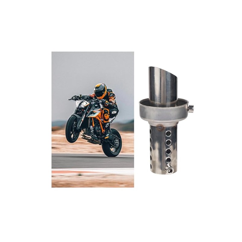 Larcele Motorcycle 48mm Adjustable and Detachable Universal Inclined Rear Silencer