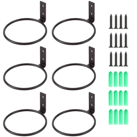 Sivya 6 Pack 4in Flower Pot Holder Ring Wall Mounted Metal Planter Hooks Hangers Wall Bracket