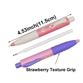 Maydahui 9 Pcs Cute Strawberry Pocket Gel Pens Retractable Tremor Parkinson Pens Arthritis Hands Gel Pen Short Fat Pen Fruit Pens Black Ink for Shcool Office Supplies Party