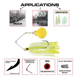 Luck E Strike Redman Spinner Bait by Jimmy Houston, 3/8 Ounce Colorado Spinnerbait, Made in The USA, Chartreuse/White