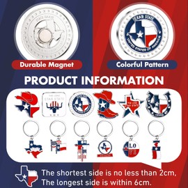 Konohan 24 Pcs Texas Keychain Magnet Set Texas Gifts Souvenirs Lone Star State Shaped Keychain Fridge Magnet Texas Collection
