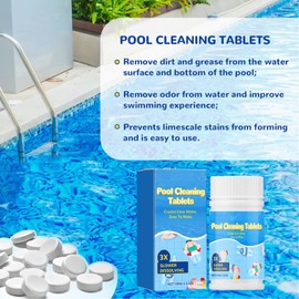 Pool Cleaning Tablets,Chlorine Tablets for Swimming Pool,Hot Tub &Spa,3X Slower Dissolving,Crystal Clear Water Treatment,100g/3.53oz