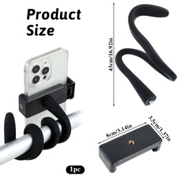 Apausvcm Stroller Phone Holder, Portable Flexible Cell Phone Holder Stand with Non-skidding Arm Grip Soft Alloy Phone Clamp Stroller Accessories for Baby Buggy Desk Handlebar Treadmill Pushchair