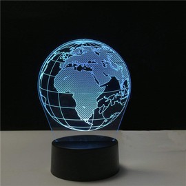 Dependable Industries 3D World Globe LED Light 7 Color Changing Table Light Night Light Optical Visual Illusion Lamp Acrylic