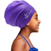 Extra Large Swim Cap for Kids Black Girls Aged 4