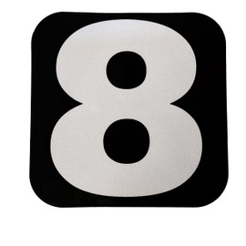 Spy Spot Mailbox Number Stickers White 3.5" x 3.5" (Number 8, Pack of 4) Reflective Mailbox Numbers for Outside, Vinyl, Waterproof, UV-Resistant, Peel & Stick Large Decals For Door, Car, Trash Bins