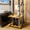 Teal Triangle Freestanding Ski Organizer, Floor Stand Storage Rack for