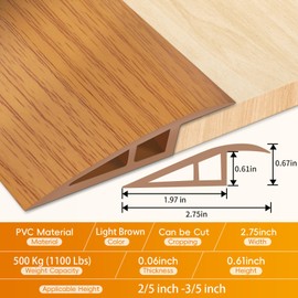 Vinyl Floor Transition Strip Door Threshold Self Adhesive 36 inch, Thresholds for Doorways, Edge-Reducer Transition-Strips for Door/Floor (Light Brown)