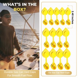 13 pcs Yellow Plastic Gas Can Vent Caps - Fuel Can Vent Caps, Vent Caps for Gas Cans Suitable for Plastic and Metal Fuel Jugs, Fuel Gas Can Vent Caps, Fuel Tank Vent Cap, Yellow Vent Cap for Gas Can