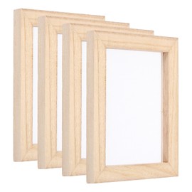 PATIKIL A6 Sizes Wooden Paper Making Screen, 4Pcs 5.5 x 4.3 Inch Single Paper Making Mould and Deckle Papermaking Supplies Frame for Paper Making DIY Crafts, Wood Color