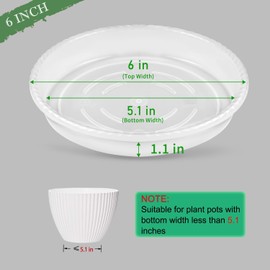 SupKing 6 Pack Plant Saucers Drip Tray,6 8 10 12 14 Inch Heavy Sturdy Plastic Flower Pot Saucers for Indoor,Clear Plastic Planter Water Tray for Plant Pots Liners (6''-Clear)