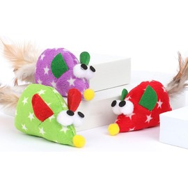 Purple Kitten Toy Multi-Color Plush Mouse Interactive Toy Funny Cat Toy Cat Feather Toy Cat Supplies,Toys,Cats