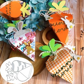 Rabbit Carrot box Metal Die Cuts,Easter Rabbit Candy Box Cutting Dies Cut Stencils for DIY Invitation Card Scrapbooking Album Decorative Embossing Paper Dies Card Making