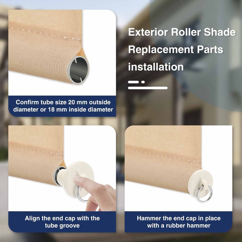 IVYSUN Shade Replacement Parts,Compatible with Coolaroo Exterior Roller Shade(Sand,3 Set)