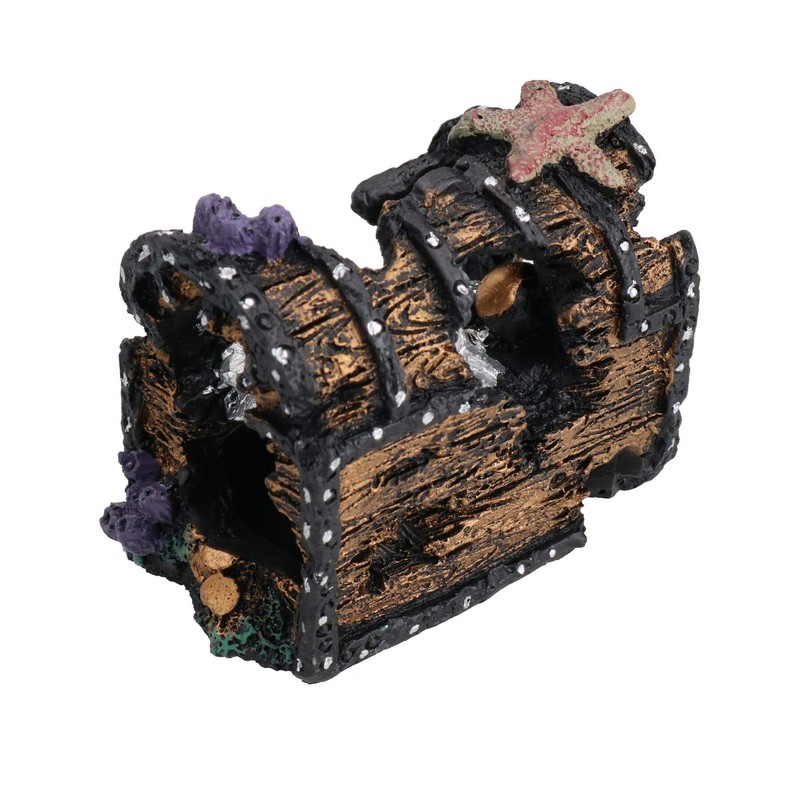 AB Tools Aquatic Aquarium Decor Deco LED Treasure Chest Fish