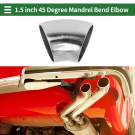 Motoforti 45 Degree Mandrel Bend Elbow Car Modified Exhaust Pipe Tubing Piping 1.5" Inch OD Thickness 1.2mm/18GA 38x50x1.2mm 304 Stainless Steel Silver Tone