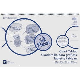 Pacon Chart Tablet, Cursive Cover, 1" Ruled 24" x 16", 30 Sheets