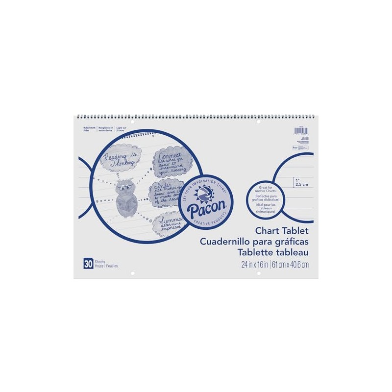 Pacon Chart Tablet, Cursive Cover, 1" Ruled 24" x 16",