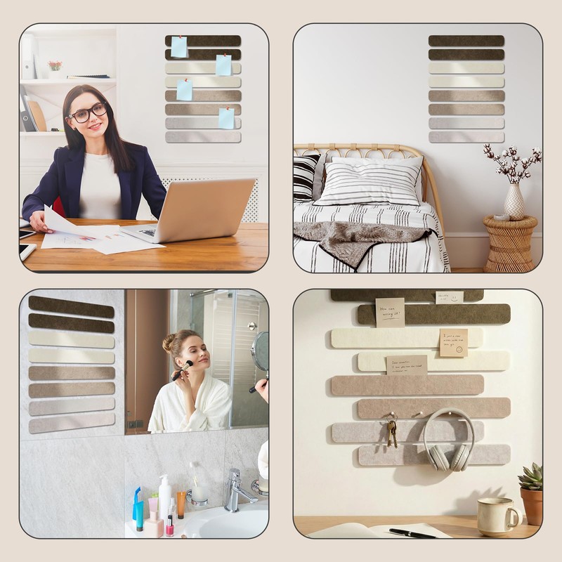 Cork Board Alternative Felt Strip Board 8-Pack 13"x2", Bulletin Board