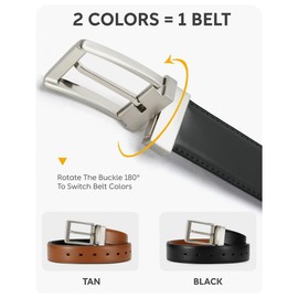 CHAOREN Reversible Boys Belt, 1 1/4" Boys Leather Belt for kids - One Belt, Two Styles for Dress and Casual Wear
