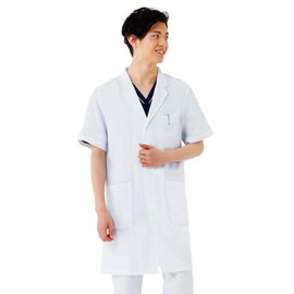 Nursley Men's Daily Short-Sleeve Doctor Coat, Wrinkle Resistant, Lab Coat, Medical Examination Clothes, With Pockets, white