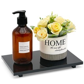 Acrylic Soap Tray, Soap Pedestal Stand Sink Tray, Dish Soap Holder Tray for Kitchen Bathroom Counter, Black