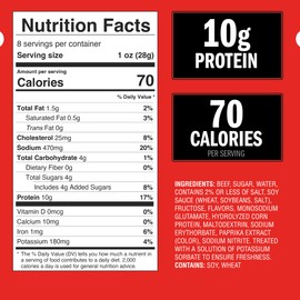 Jack Link's Beef Tender Bites, Teriyaki, Half Pounder Bag - Flavorful Meat Protein Snacks for Lunches, 10g of Protein and 70 Calories per Serving, Made with 100% Beef