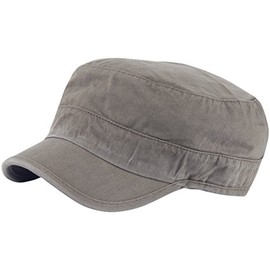 RaOn A204 Wrinkle Plain Empty Short Bill Washing Army Golf Club Cadet Military Cap, Khaki, 6 7/8-7 3/8