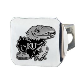 FANMATS 15094 Kansas Jayhawks Chrome Metal Hitch Cover with Chrome Metal 3D Emblem