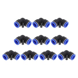Motoforti Push to Connect Air Fittings 1/2" 90 Degree Two Way Connector Plastic 10 Pcs Blue Black