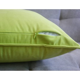 Lutanky Pack of 2 Velvet Cushion Covers Decorative Square Throw Pillow Case Soft Flanges Pillowcases for Sofa Bedroom with Invisible Zipper Apple Green 45cm x 45cm 18 x 18 Inch