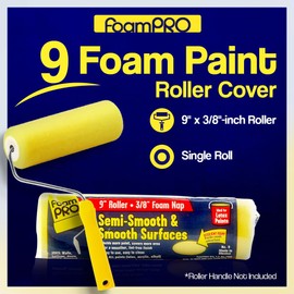 Foampro 9 9 inch x 3/8 inch Smooth & Semi-Smooth Surface Roller Cover, 1 pack| Foam Paint Roll | Painting Supplies & Tools For Home | Safe for Use With All Paints, Stains, Primers, Clear Coats