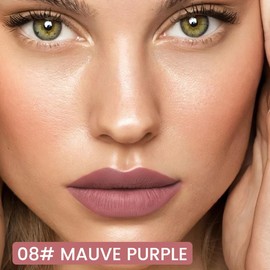 evpct Longwear Liquid Lip Liner Stain Marker Pen Long Lasting Waterproof, Mauve Purple Matte Semi Permanent 24 Hour Lip Liner and Lipstick Combo, Korean Color Stay Lipliner All Day Lips Stain peel off