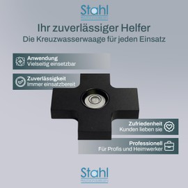 Stahl Präzisionslibellen Cross Spirit Level - Compact & Robust Spirit Level - Mini Spirit Level for Precise Alignment of Items, Machines & Trailers - Made in Germany
