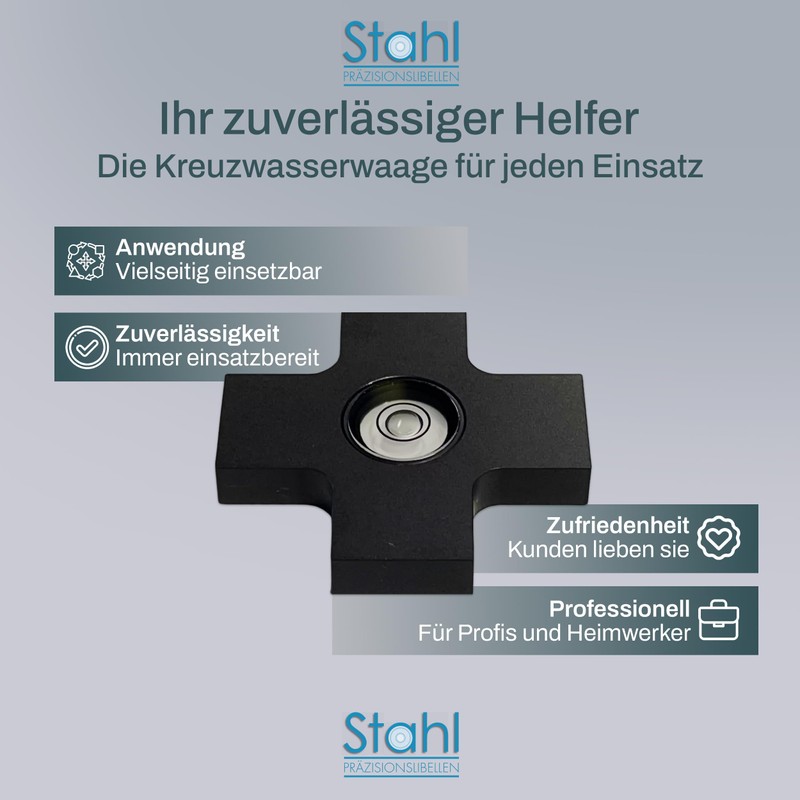 Stahl Präzisionslibellen Cross Spirit Level - Compact & Robust Spirit